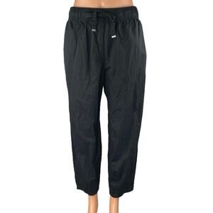 Zara Women's Black Drawstring High Waisted Straight Leg Cropped Pants Size M